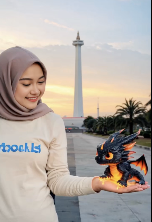 Wanita Ini Melepas Naga di Monas dari Telapak Tangannya! Cuma Pakai Foto dan 1 Prompt Gratisan! 🐉✨